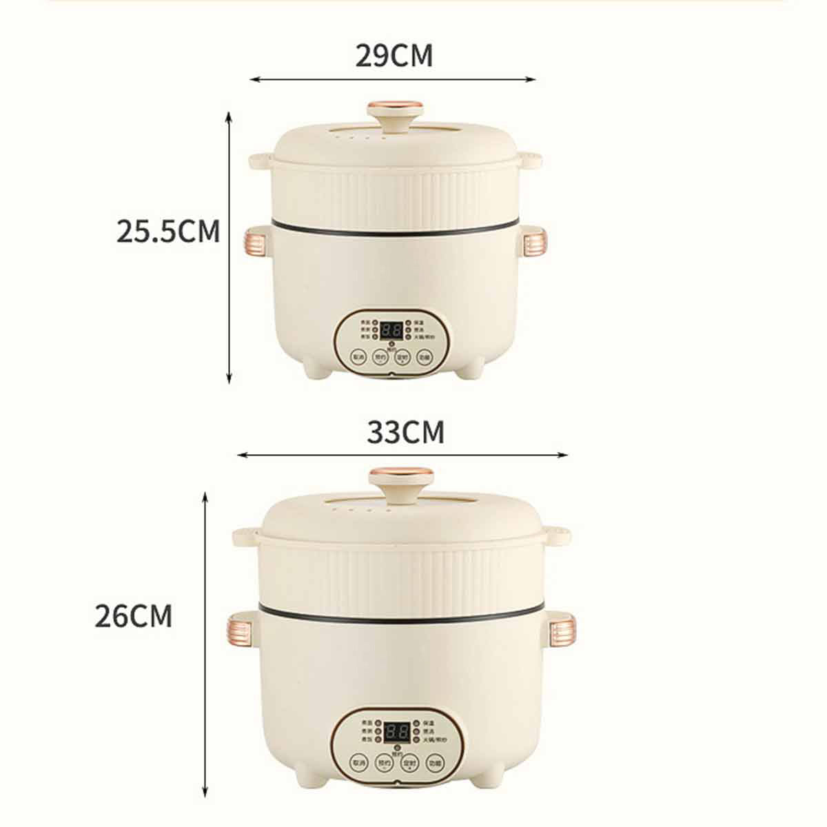 Electric steamer, dual power multifunctional rice cooker with overheat protection