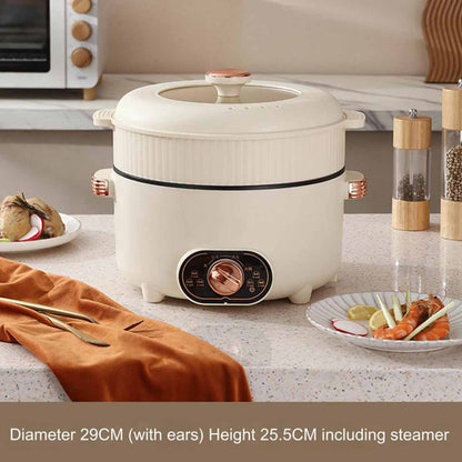 Electric steamer, dual power multifunctional rice cooker with overheat protection