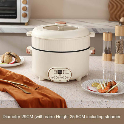 Electric steamer, dual power multifunctional rice cooker with overheat protection