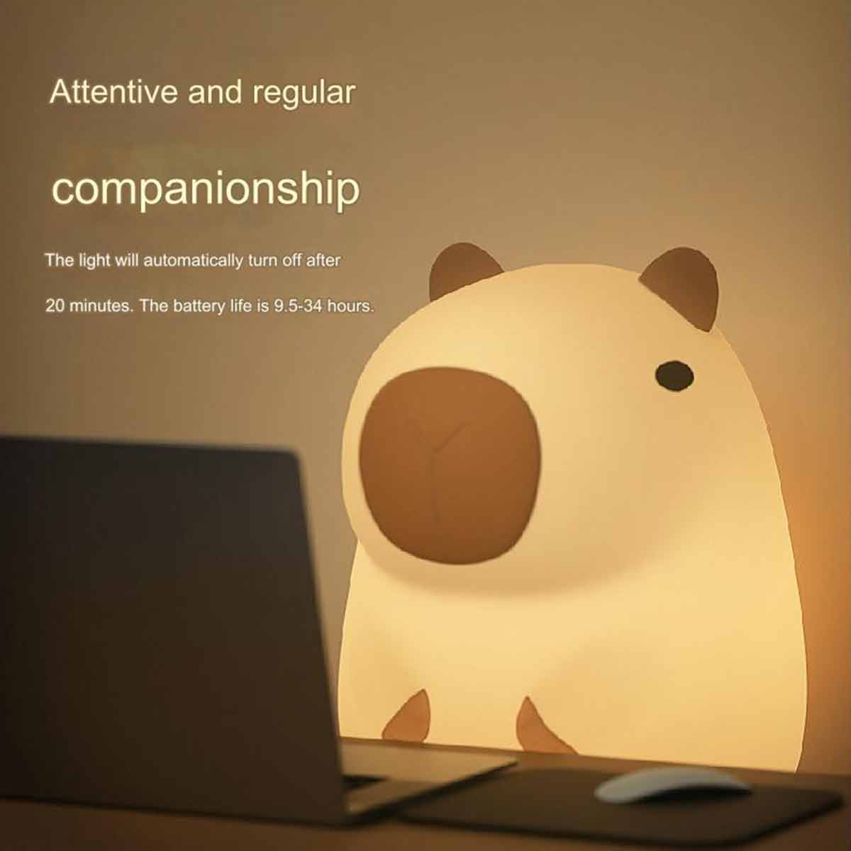 Silicone Capybara Night Light, Portable USB Rechargeable Capybara Touch Light