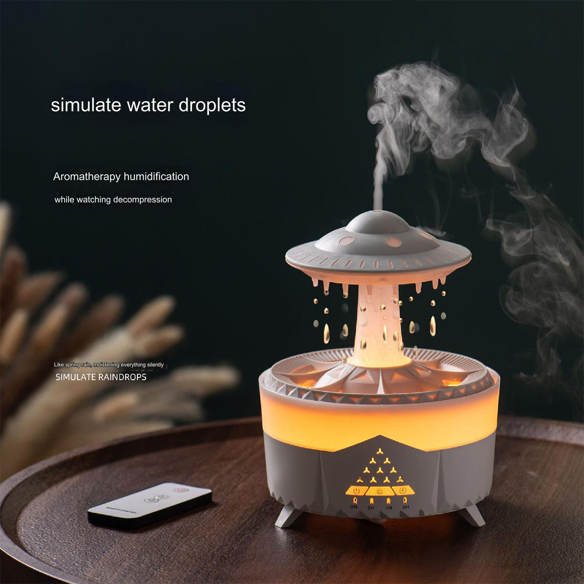 Humidifier Water Drops, 7 Color Night Rain Diffuser-Ecoappstore