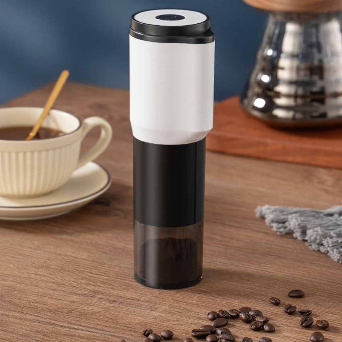 Portable electric coffee bean grinder with adjustable fine to coarse settings-Ecoappstore