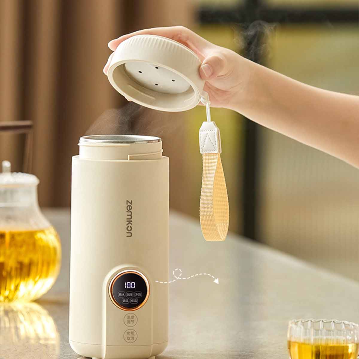 Multifunctional portable hot water cup with smart touch screen, home handheld kettle