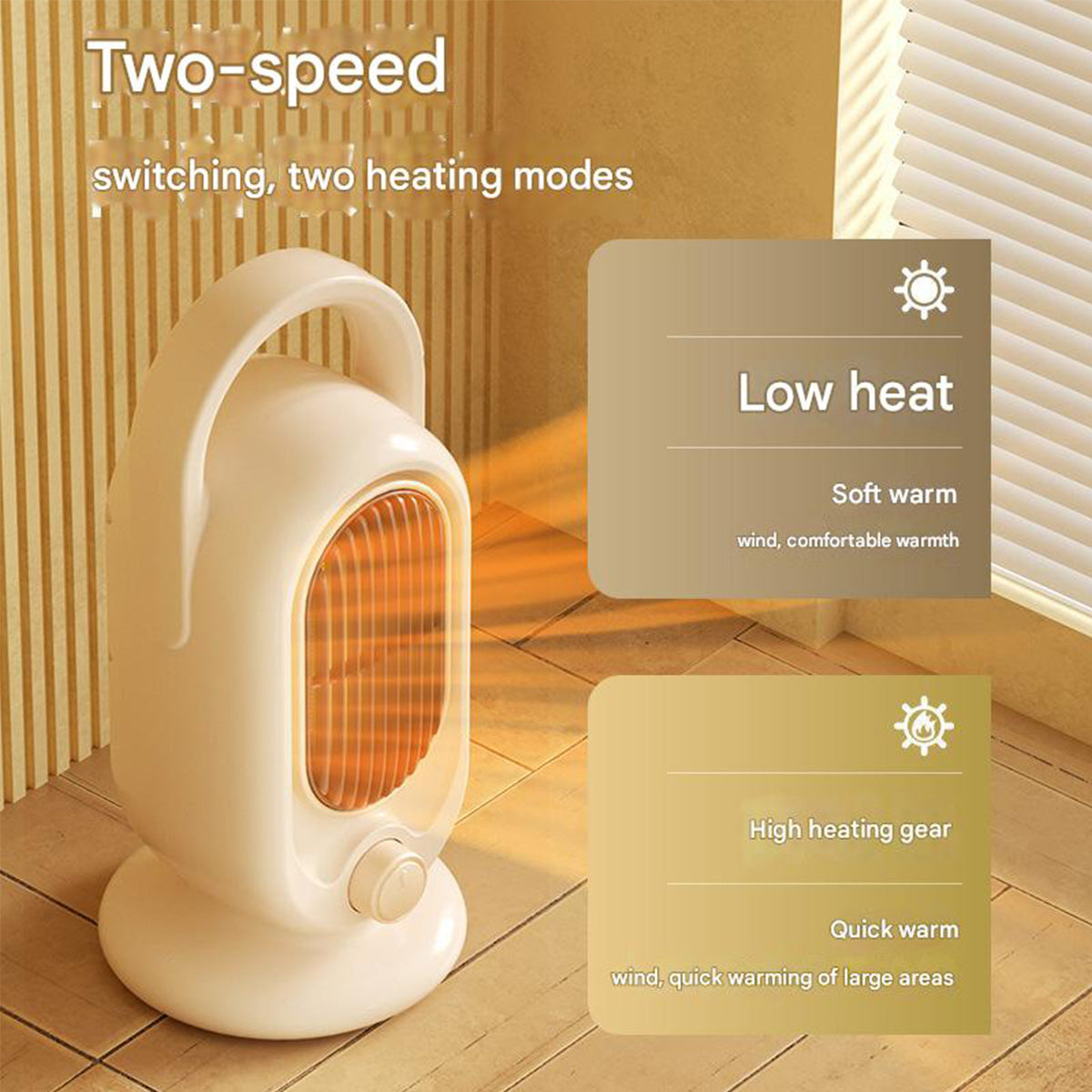 Electric Fan Heater 1200W Portable Fan Heaters 2 Modes Adjustable Overheating Protection Portable Silent Ceramic Heaters for Office Bedroom Desk and Indoor Use-Ecoappstore