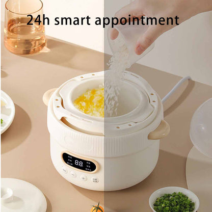 Multifunctional slow cooker steamer, white porcelain liner steamer, food pot-Ecoappstore