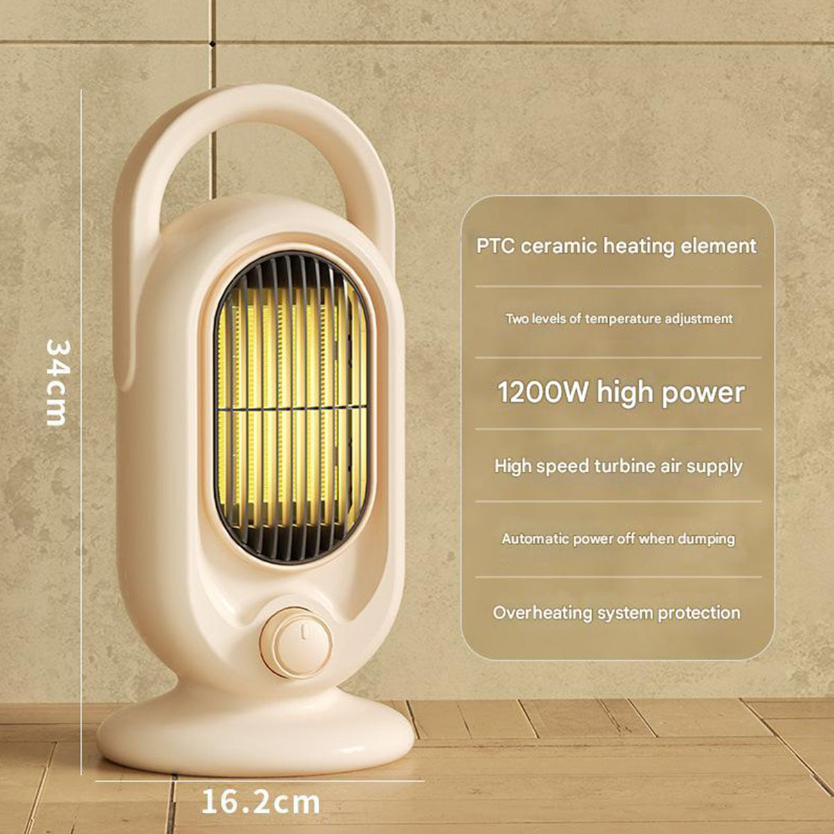 Electric Fan Heater 1200W Portable Fan Heaters 2 Modes Adjustable Overheating Protection Portable Silent Ceramic Heaters for Office Bedroom Desk and Indoor Use-Ecoappstore