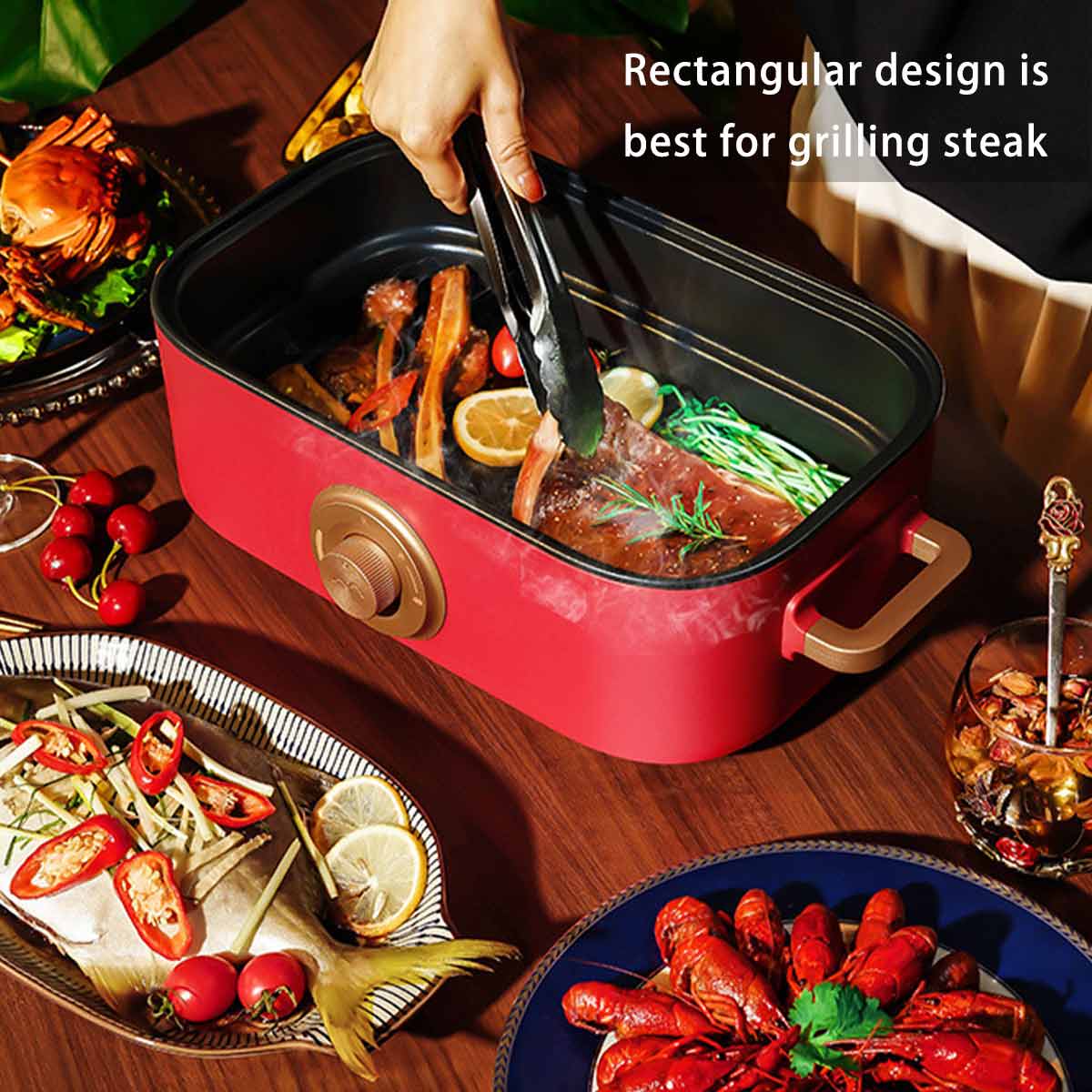 Multifunctional adjustable temperature electric frying pan, multifunctional electric hot pot