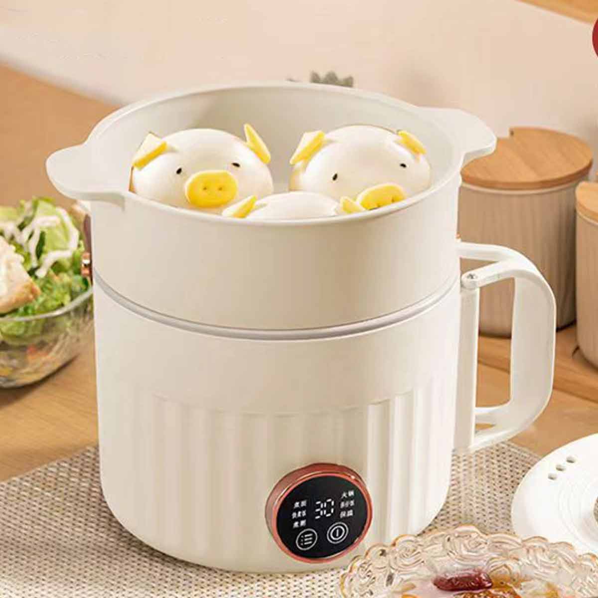 Small mini rice cooker, household multi-functional non-stick rice cooker