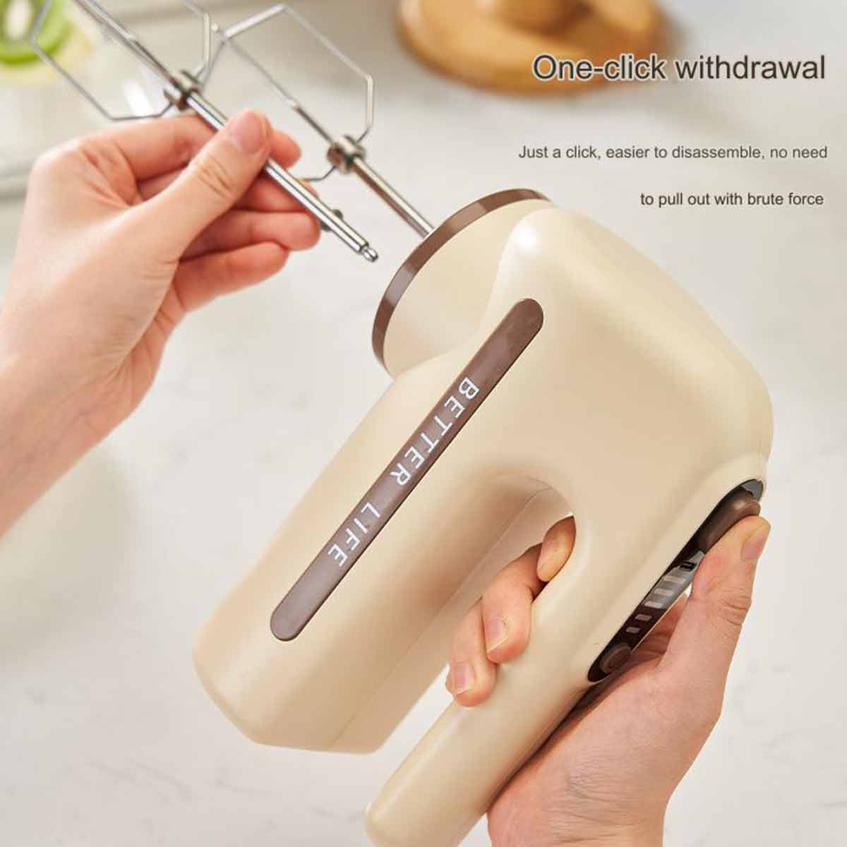 Home Cordless Electric Hand Mixer, 5 Speeds, with Stainless Steel Beaters-Ecoappstore