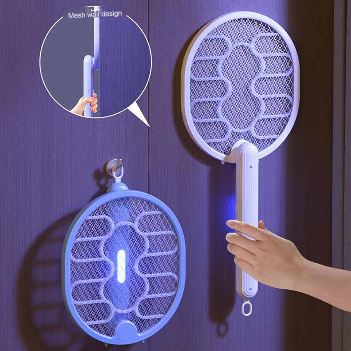 Portable 3-in-1 electric fly swatter, dual-mode mosquito killer