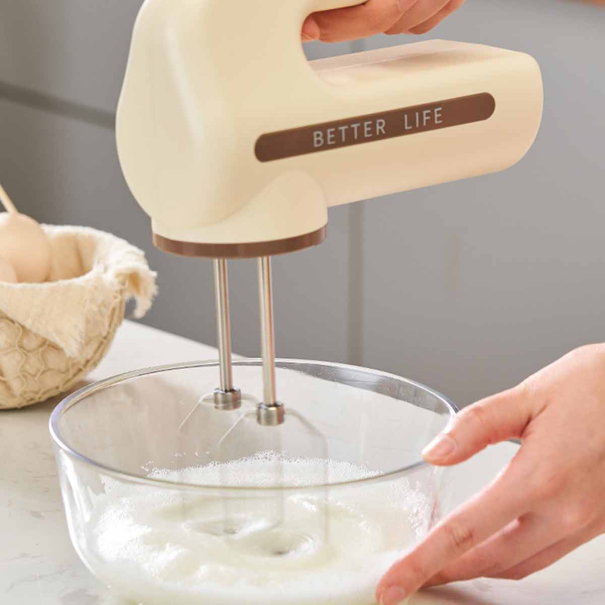 Home Cordless Electric Hand Mixer, 5 Speeds, with Stainless Steel Beaters-Ecoappstore