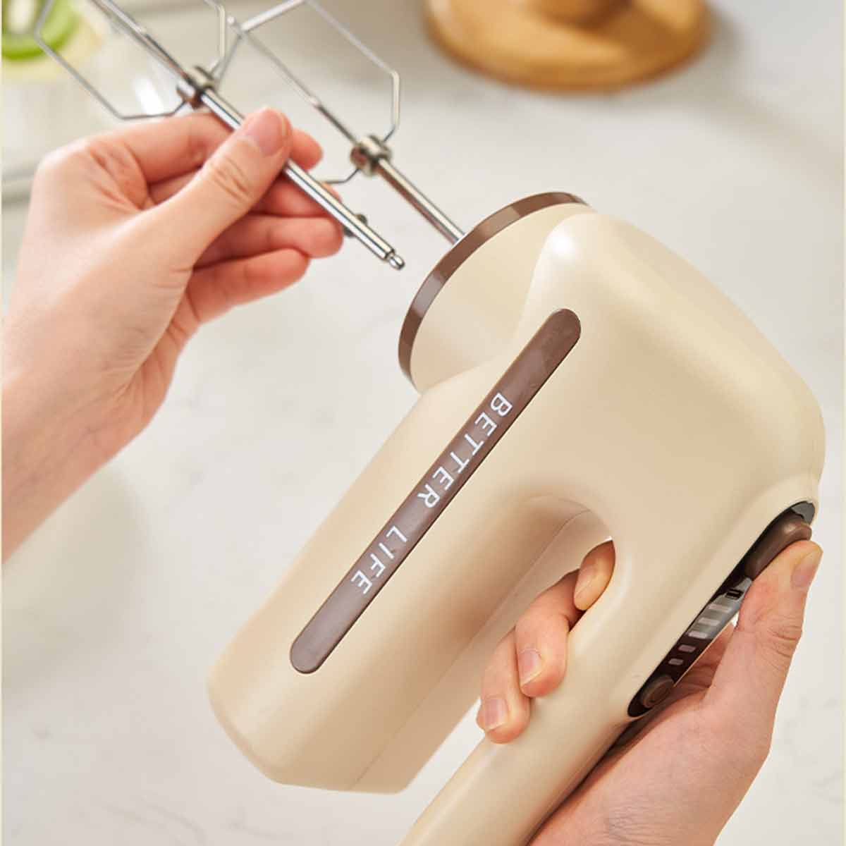 Home Cordless Electric Hand Mixer, 5 Speeds, with Stainless Steel Beaters-Ecoappstore