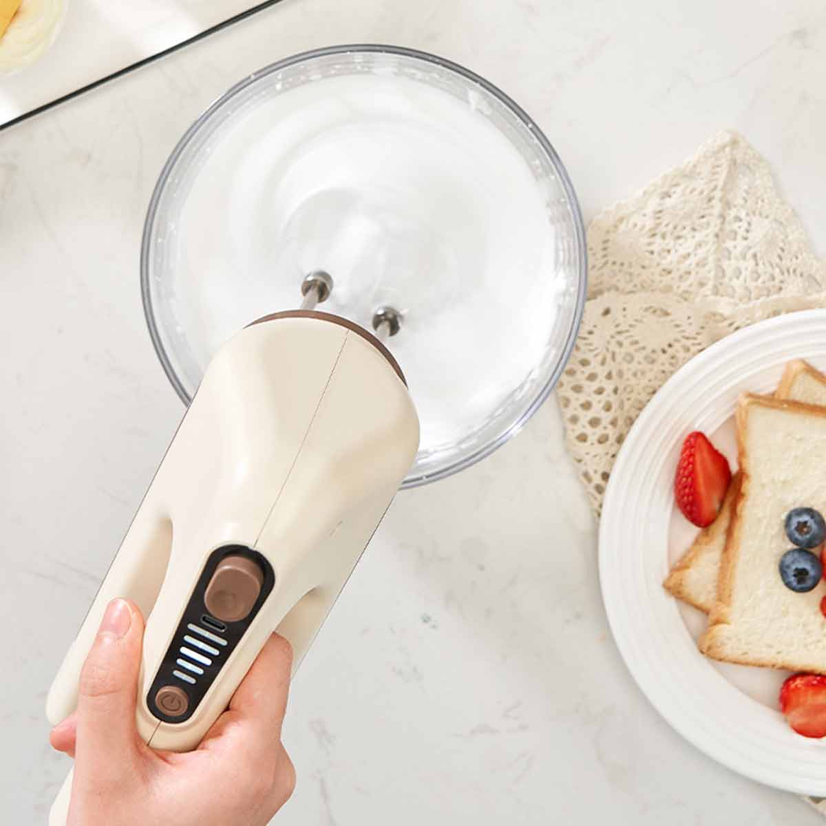 Home Cordless Electric Hand Mixer, 5 Speeds, with Stainless Steel Beaters-Ecoappstore